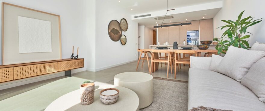 Bright living room at the new Eclipse apartments