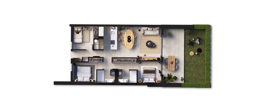 Eclipse, San Telmo, plan of ground floor 3-bedroom apartment