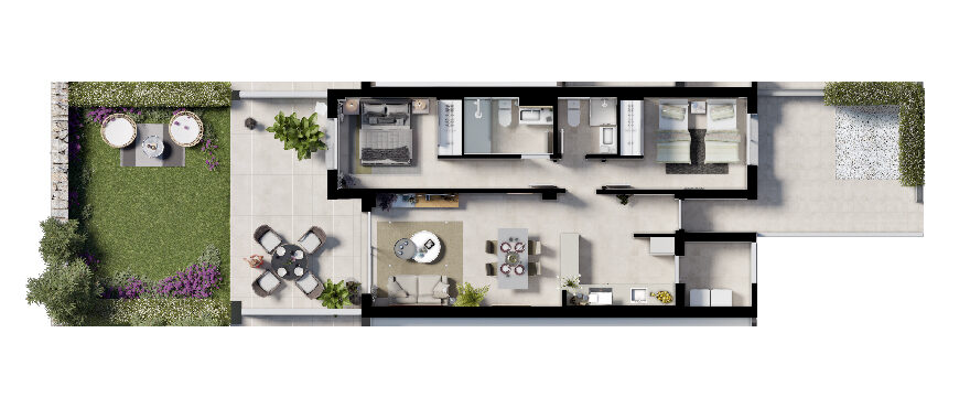 Plan 2-bed ground floor apartment
