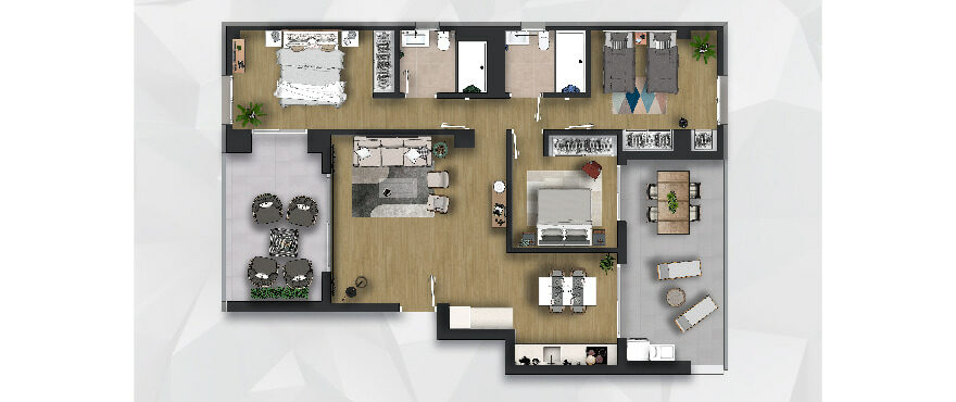 Plan new 3 bed apartments - Posidonia