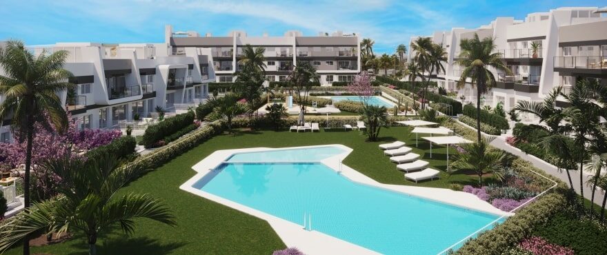 Te koop staande appartementen met gemeenschappelijk zwembad en tuin in Gran Alacant