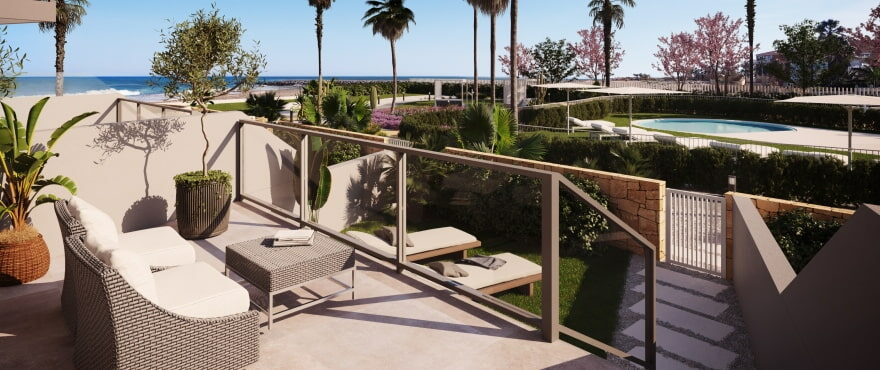 Terraza amplia del nuevo residencial Bella Beach en Dénia