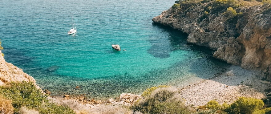 Crystalline waters at the beaches of Dénia, Costa Blanca