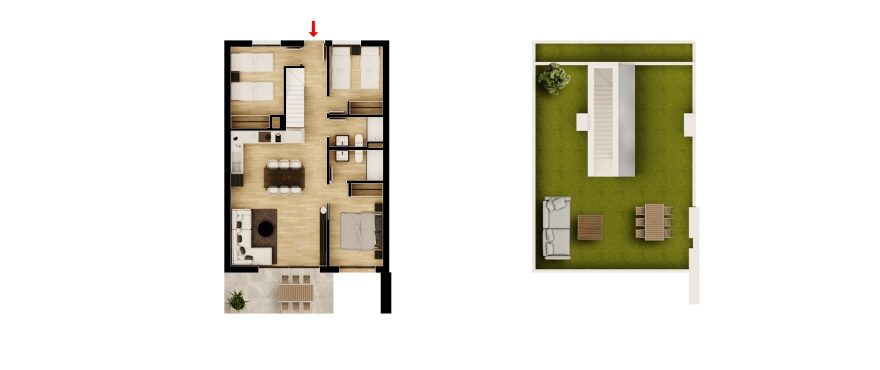 Amara, Gran Alacant, plan of the 3 bedroom. Penthouse