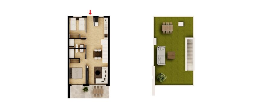P5 - Amara, Gran Alacant, plan of the 2 bedroom. Penthouse