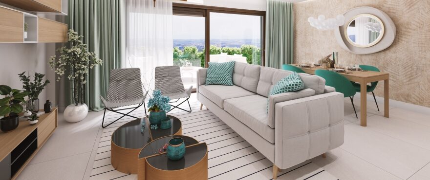 Almazara Hills, Istán: spacious and bright living room with panoramic views