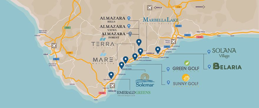 Mapa Nuevas viviendas en venta en Costa del Sol