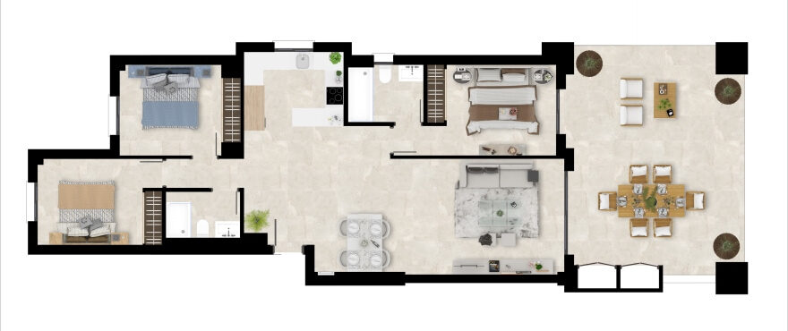 Solemar, Casares Beach, plan of 3-bedroom apartment