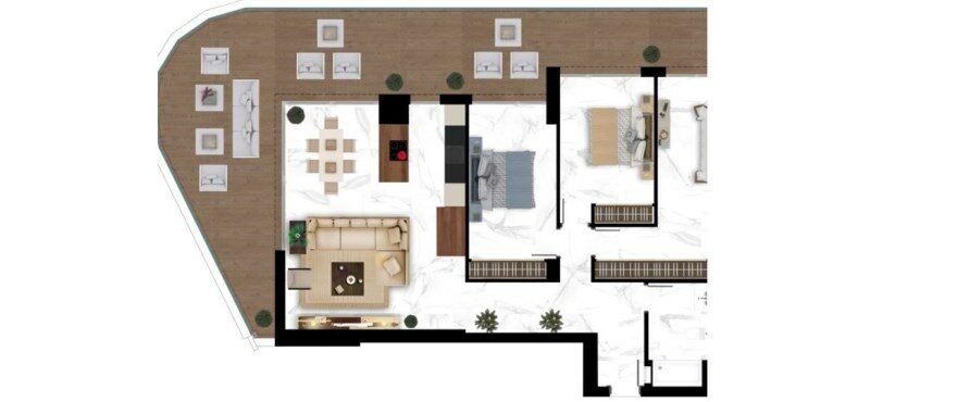 Terra, Grundriss einer 3-Zimmer-Wohnung