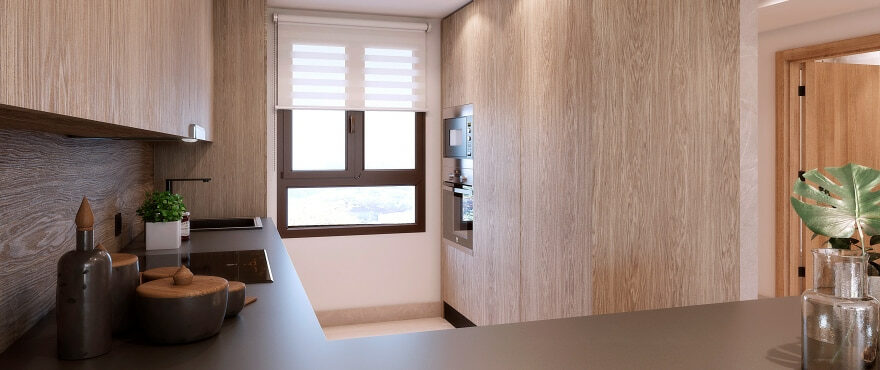 Almazara Views, Istán : salon, salle à manger et cuisine intégrée, dans le nouveau complexe résidentiel en vente