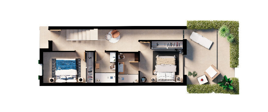 Es Balcó: plano 2 dormitorios duplex