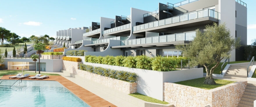 Breeze: Viviendas en venta con piscina y jardín comunitarios en Balcón de Finestrat, Alicante