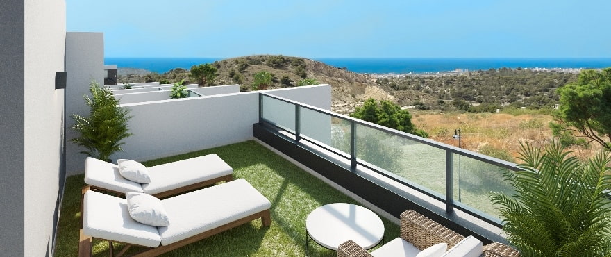 Homes with large terraces with sea views, and underground parking and a storage room
