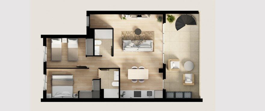 Breeze, Balcón de Finestrat, plano apartamento 2 dormitorios. Primer piso