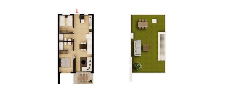 Amara, Gran Alacant, plan of the 2 bedroom. Penthouse