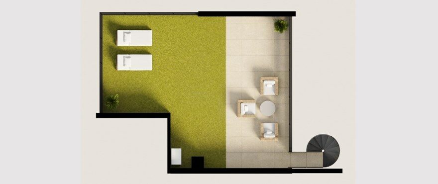 Breeze, Balcón de Finestrat, plano apartamento 3 dormitorios. Solarium