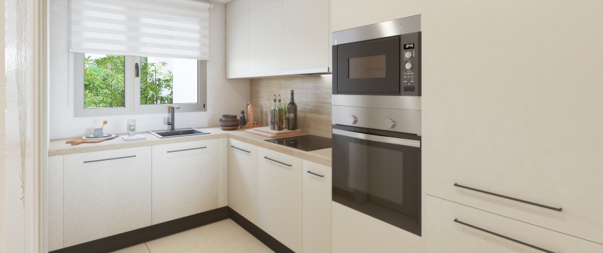Modern kitchen at the new apartments for sale, Solana Village, La Cala Resort