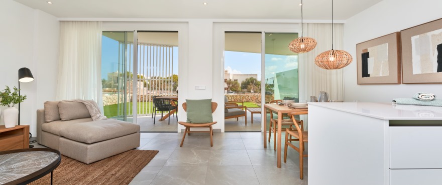 Bright living room at the new La Mar apartments