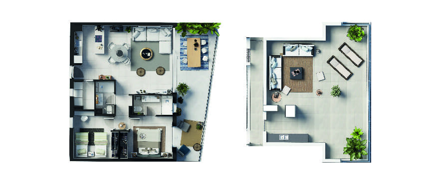 La Mar Cala d’Or, Grundriss Penthouse-Apartment mit 2 Schlafzimmern