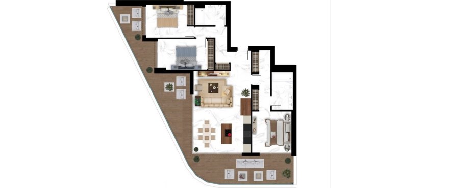 Mare, plano de apartamento de 3 dormitorios