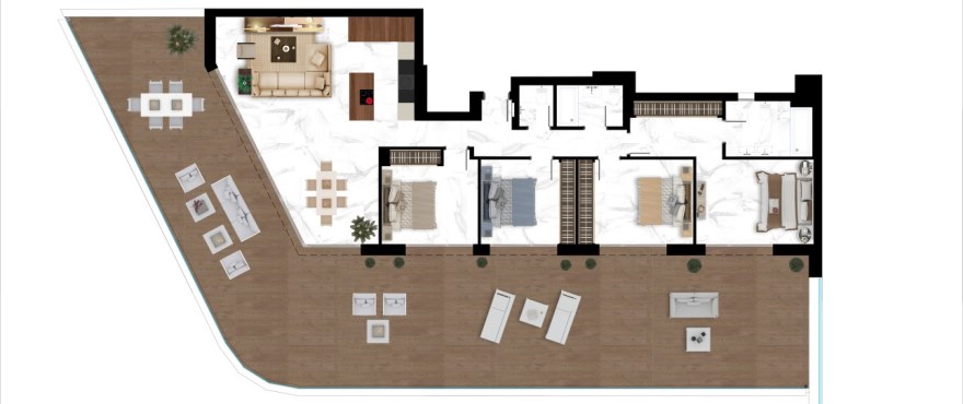 Mare, Grundriss eines Penthouses mit 4 Schlafzimmer