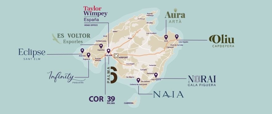 Carte des résidences Taylor Wimpey España à Mallorca