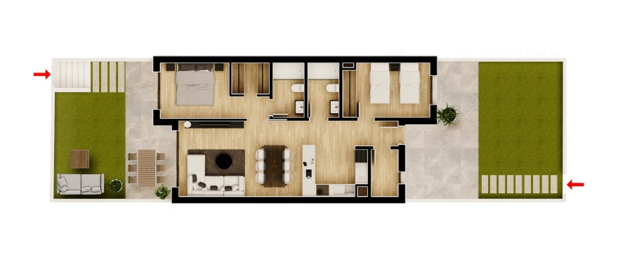 Plan Apartment mit 2 Schlafzimmern
