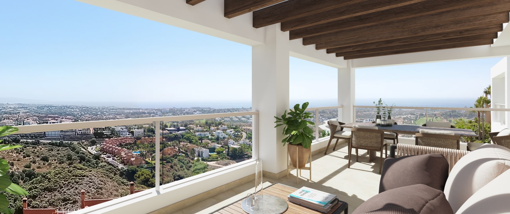 Terrace with spectacular views from the penthouse of Altura 160.