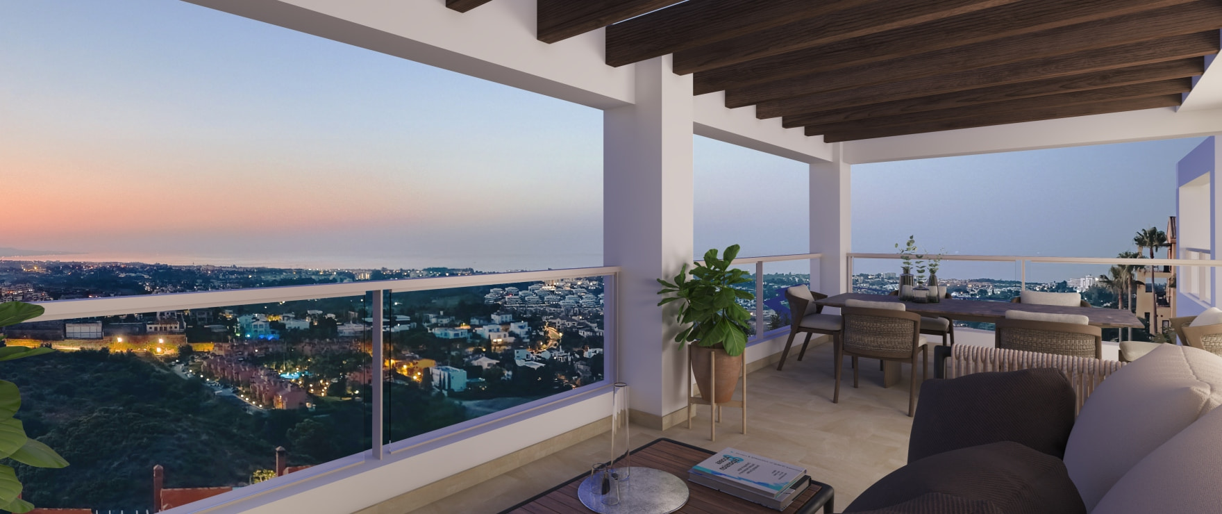 Terrace with spectacular views from the penthouse of Altura 160.