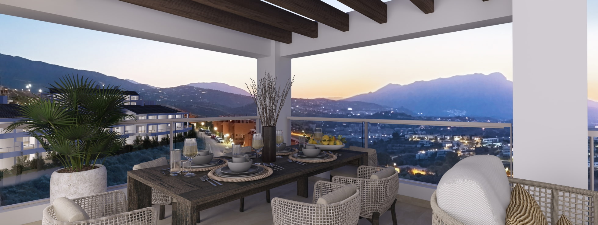 Terrace with spectacular views from the penthouse of Altura 160.