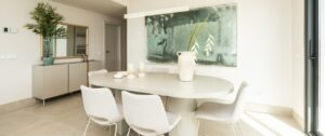 Bright living room at the new homes at Altura 160, in Benahavis