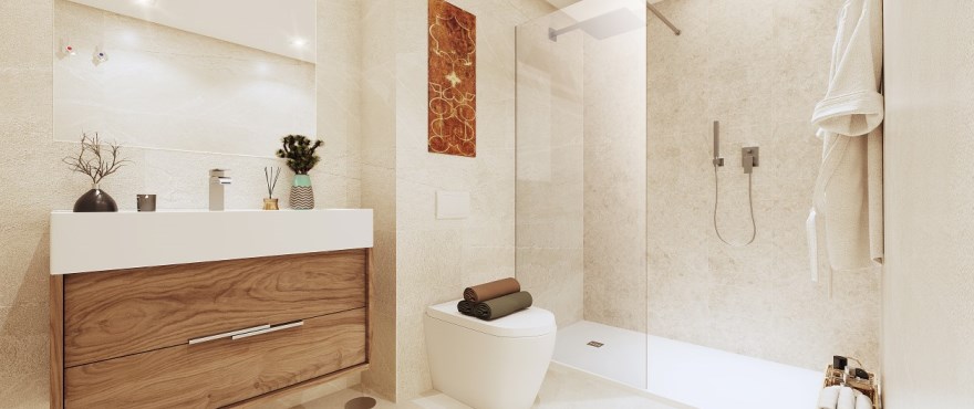 Moderno baño en apartamentos en venta Altura 160