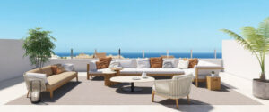 Eden Beach: Terraza con vistas al mar.