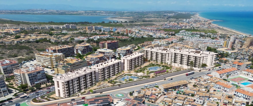 Eden Beach, Torrevieja. Aerial image. New apartments close to the sea