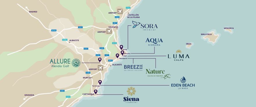 Carte Taylor Wimpey España - Costa Blanca Carte Taylor Wimpey España - Costa Blanca