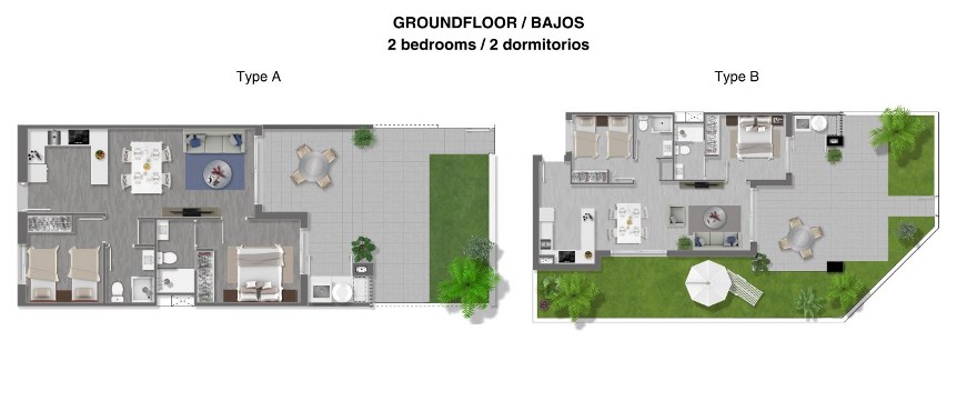 Grundriss der neuen 2-Schlafzimmer-Apartments im Wohnkomplex Eden Beach