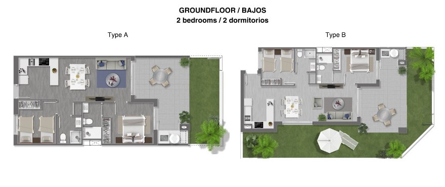 Grundriss der neuen 2-Schlafzimmer-Apartments im Wohnkomplex Eden Beach