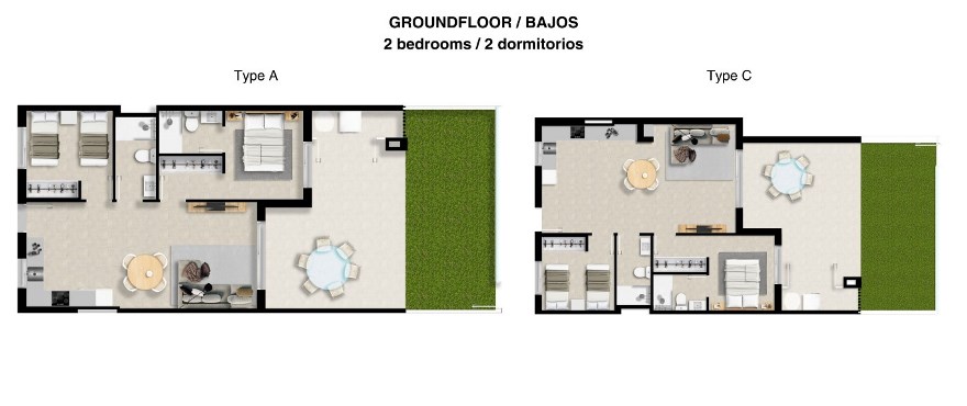 Plan new 2 bed apartments, groundfloor - Eden Beach - Phase 2