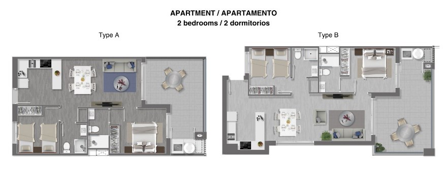Plan 2 chambres, Appartements Eden Beach