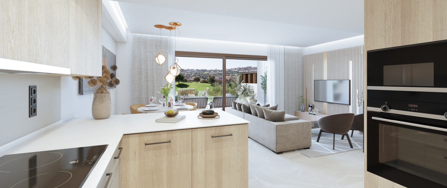 Modern open kitchen at the new townhouses at The Meadows