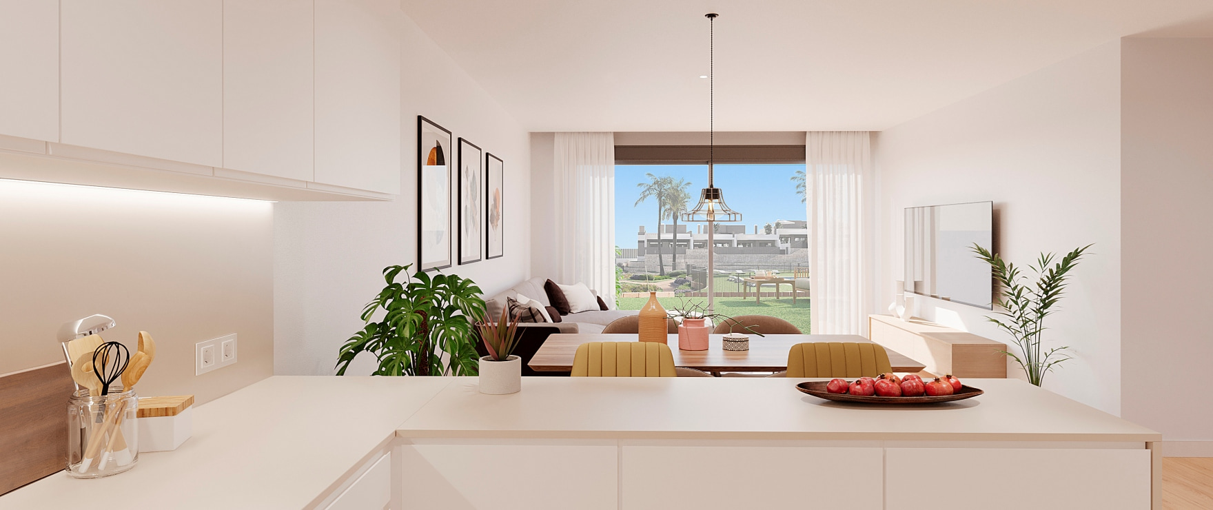 Moderne, offene Küche in den Neubauapartments Sora