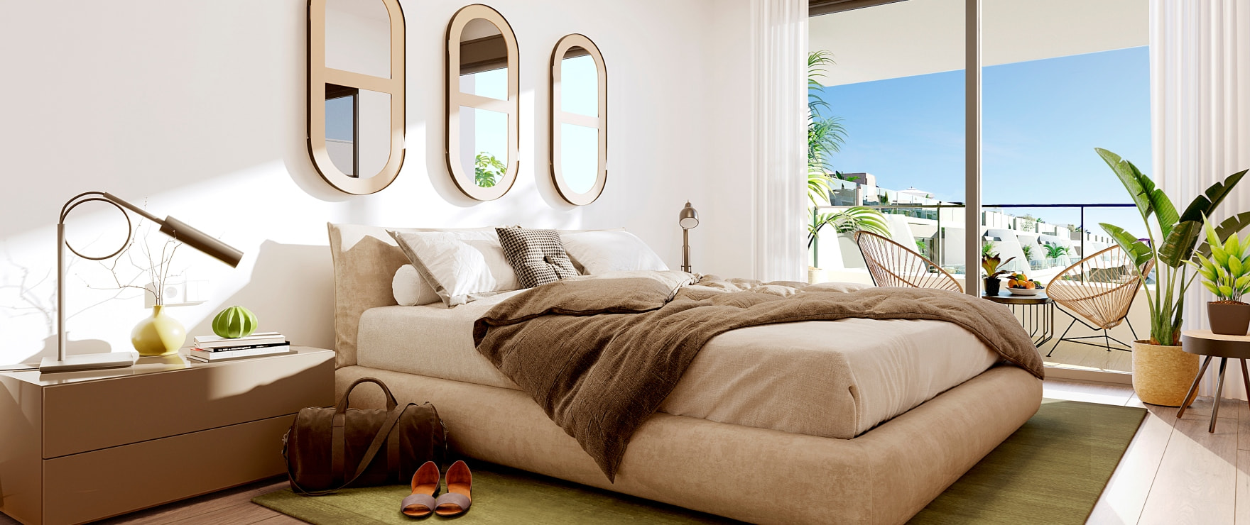 Geräumiges Schlafzimmer in der Wohnanlage Sora