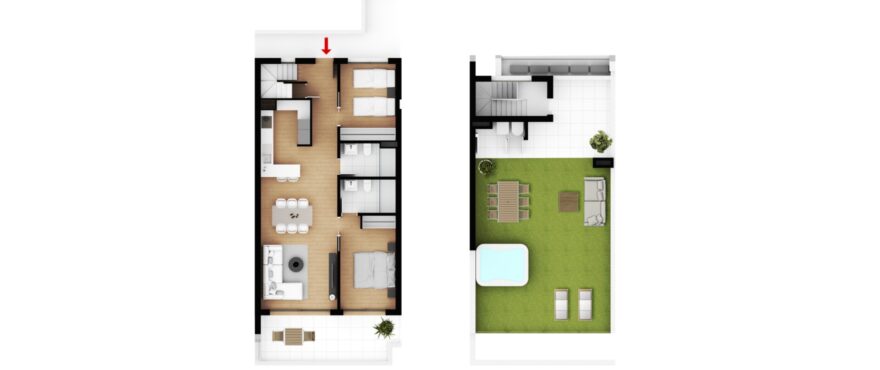 Sora, plano ático 2 dormitorios