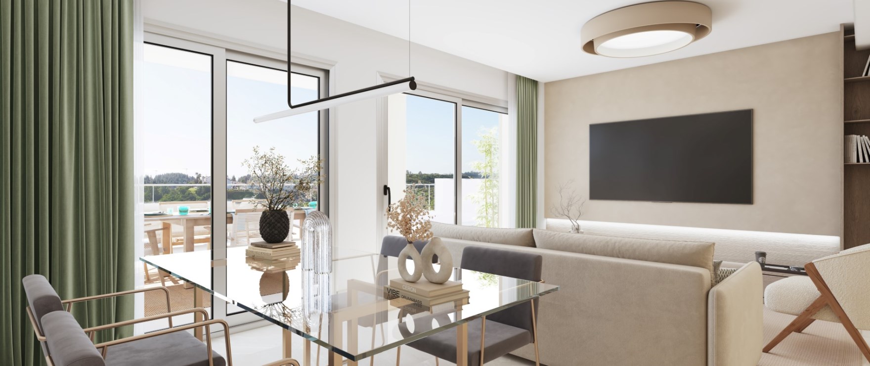Ruime en heerlijk lichte woonkamer met panoramisch zeezicht