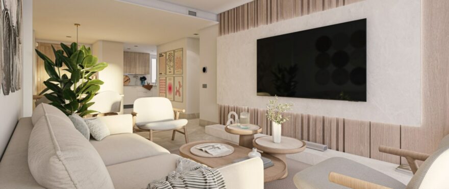 Spacious bright living room and panoramic sea views