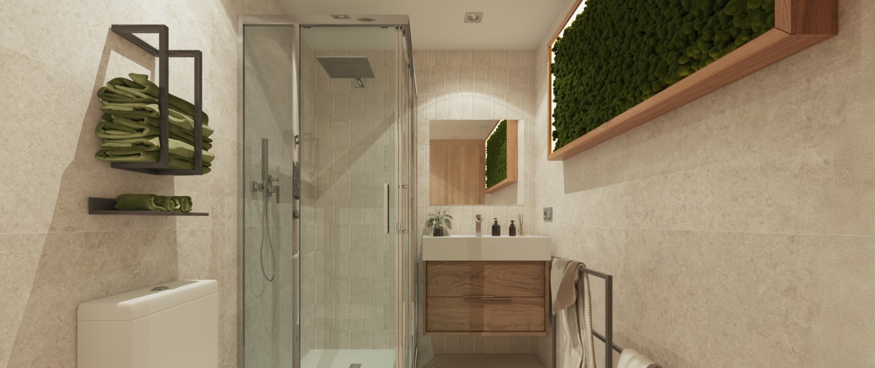 Moderne en complete badkamer in Valley Views, met ingebouwde schermen.