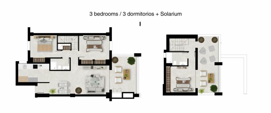 Valley Views, floorplan 3 bedrooms + Solarium