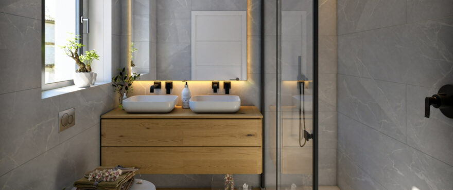 Fully fitted bathroom in the new apartments