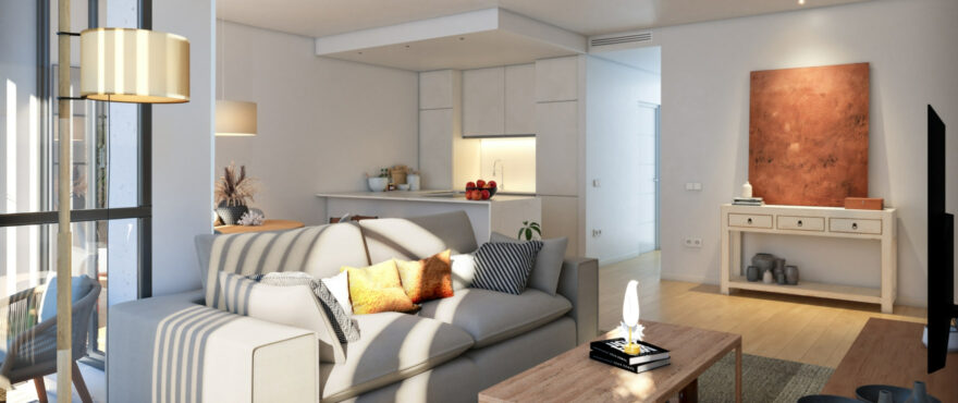 Bright living room in the new apartments