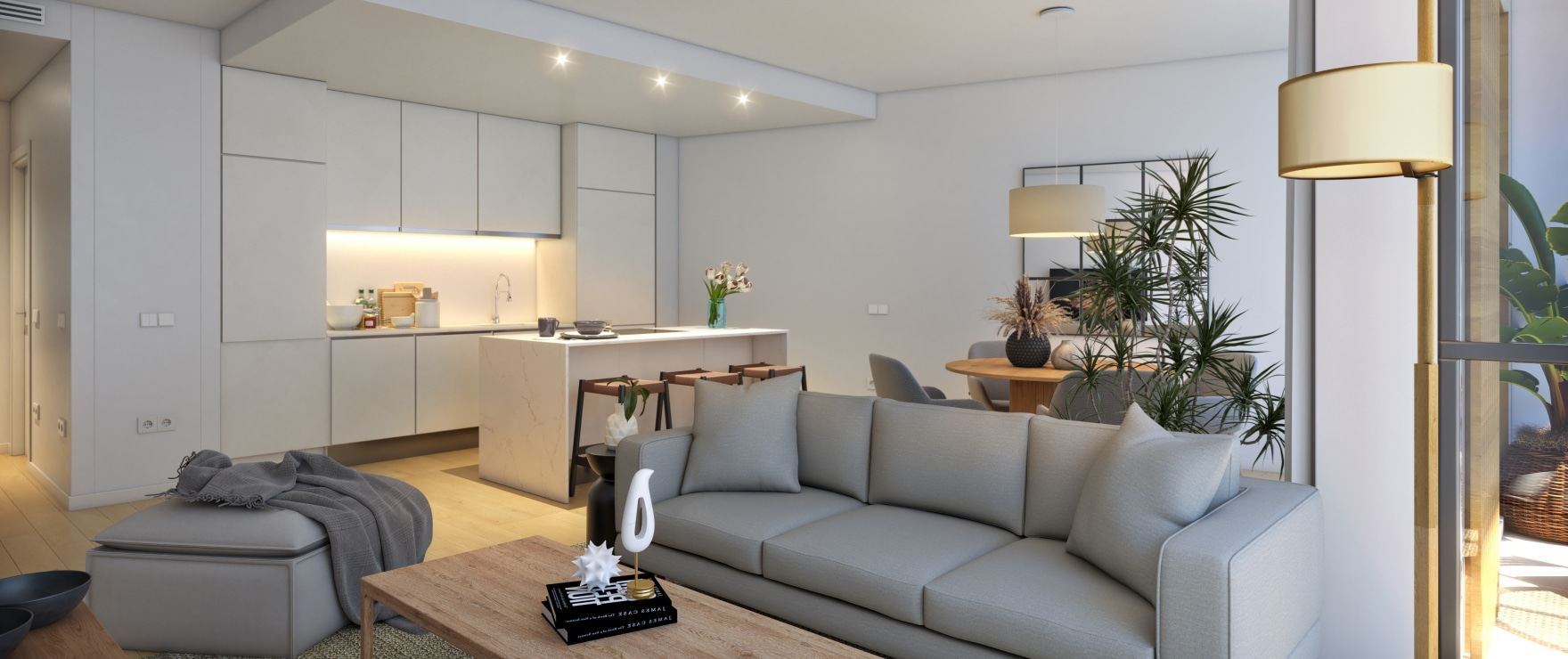 Cocina moderna y abierta en los nuevos apartamentos